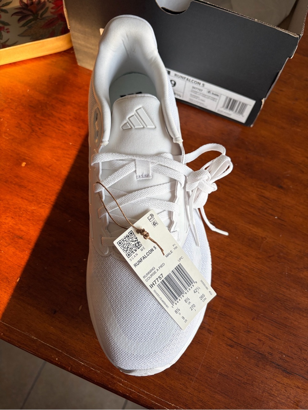 adidas Men’s White Runfalcon 5 Lightweight Lace-Up Sneakers